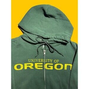 University Of Oregon Ducks Hoodie Full Zip Up Sweatshirt Green Men’s Size Small